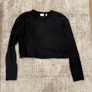 Black Long Sleeve Crop Top